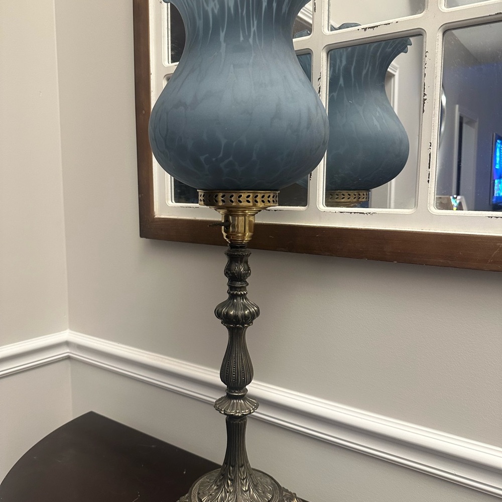 Blue and Gold Decor Accent Lamp with Ornate Design